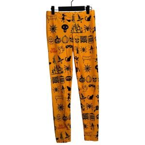 NWOT Sister Amy Women's Halloween Orange Leggings Spider Cat Party Large